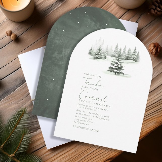 Invitación Rústico Bosque de Arco de Boda de Invierno ID1049 (Subido por el creador)