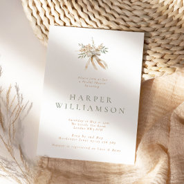 Invitación Rústico Bouquet de flores beige y ducha de novias