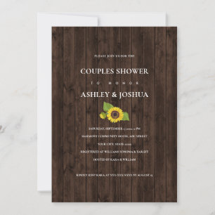 Invitación Rústico Bouquet girasol Foto Ducha Parejas