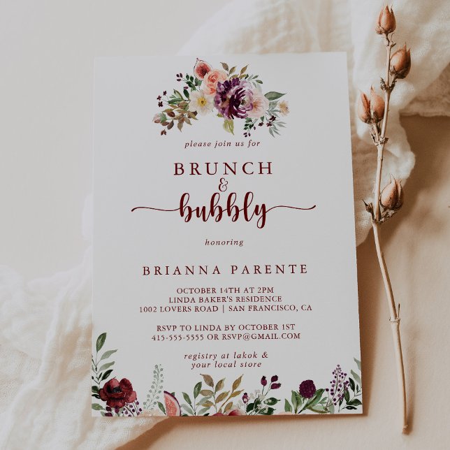 Invitación Rústico Brunch floral y ducha Bubbly Bridal (Subido por el creador)
