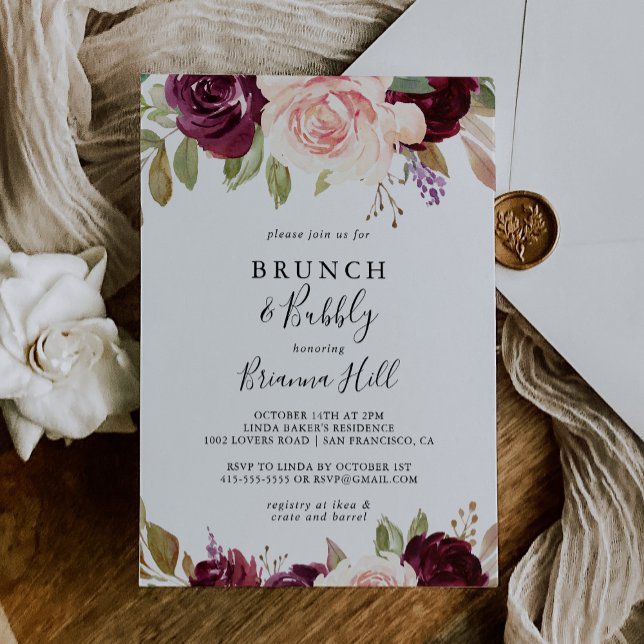 Invitación Rústico Brunch floral y ducha Bubbly Bridal (Subido por el creador)