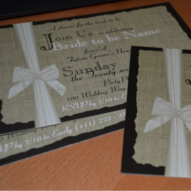 Invitación Rústico Burlap Bow Bridal Shower (Subido por el creador)
