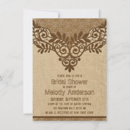 Invitación Rústico Burlap Lace Vintage Bridal Shower