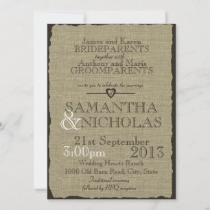 Invitación Rústico Burlap Look Boda