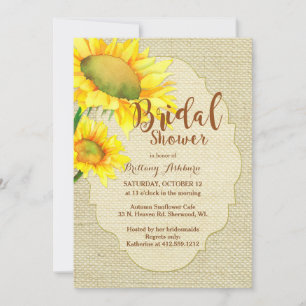 Invitación Rústico Burlap Sunflowers Ducha de novias