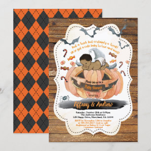 Invitación Rústico calabaza para bebé de Halloween