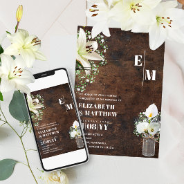 Invitación Rústico Calla Lily Woodland impreso o digital