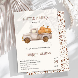 Invitación Rústico Camión de calabaza Baby Shower minimalista