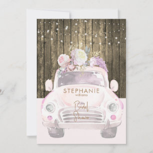 Invitación Rústico camionero vintage ducha de novia con flore