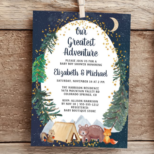 Invitación Rústico Camping Adventure Couples Baby Shower (Subido por el creador)