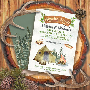 Invitación Rústico Camping Tent Adventure Baby Shower