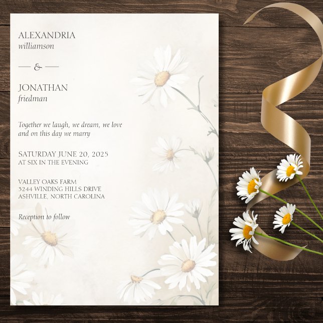Invitación Rústico campo del Boda Daisies (Subido por el creador)