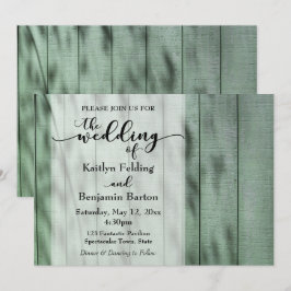 Invitación Rústico, Campo, Madera Vieja Pintada de Verde, Bod