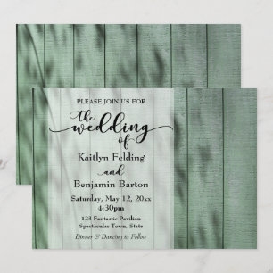 Invitación Rústico, Campo, Madera Vieja Pintada de Verde, Bod