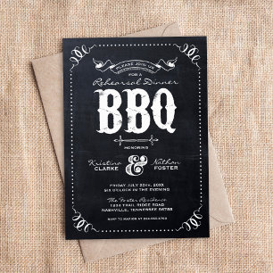 Invitación Rústico Chalkboard Ensayo Cena BBQ