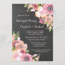 Rústico Chalkboard Ensayo floral rosa Cena