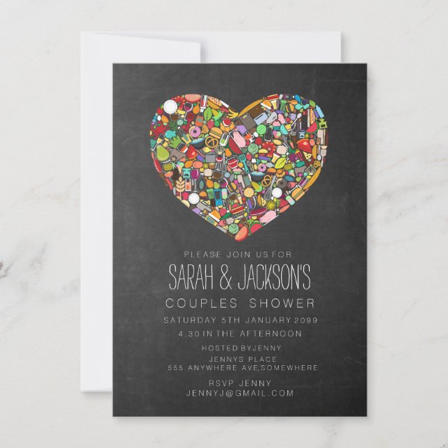 Invitación Rústico Chalkboard Kitchen Tea Bridal Shower Fiest (Anverso)