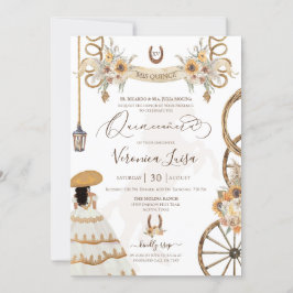 Invitación Rústico Charro Floral Boho País Quinceanera