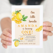 Rústico Citrus pequeño dulce Lemon 1er cumpleaños