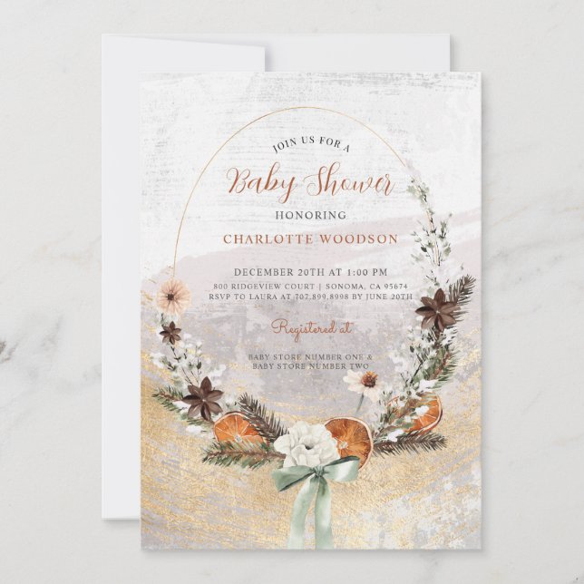 Invitación Rústico Citrus Pine Baby Shower (Anverso)