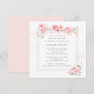 Invitación Rústico color de agua rosa floral ducha de novia