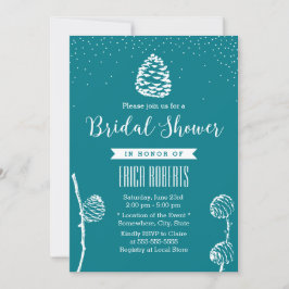 Invitación Rústico Cono de Pino Forestal Elegante Ducha Brida