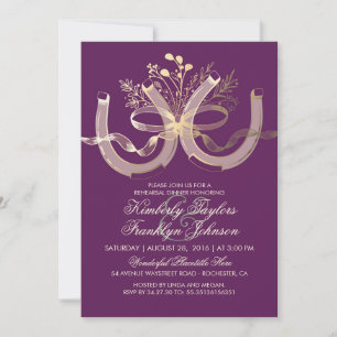 Invitación Rústico Country Horseshoes Gold Rehearsal Dinner