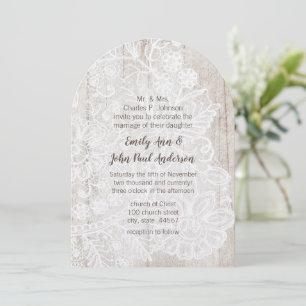 Invitación Rústico Country Lace Farmhouse Barn Wood Boda