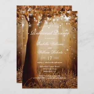 Invitación Rústico Country Tree String Lights Ensayo Cena