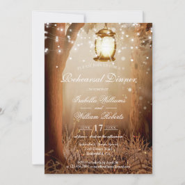 Invitación Rústico Country Tree String Lights Ensayo Cena