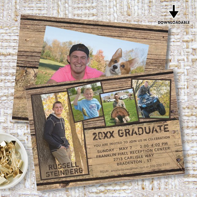 Invitación Rústico Country Wood 20XX GRADUATE | 5-Foto (Subido por el creador)