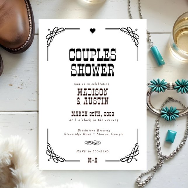 Invitación Rústico Cowboy Occidental Parejas Ducha Británica (Subido por el creador)