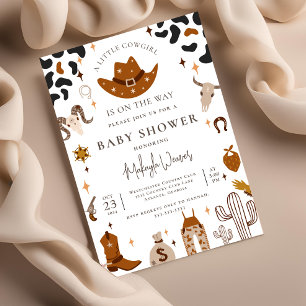Invitación Rústico Cowboy Western Country Pink Baby Shower