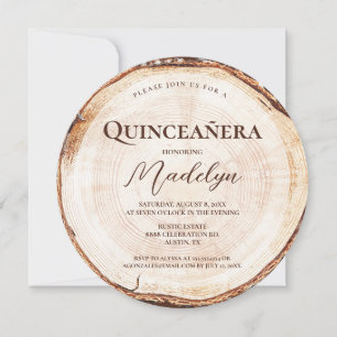 Invitación Rústico cumpleaños 15 Quinceañera Grano de madera