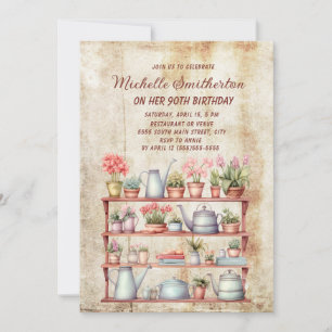 Invitación Rustico Cumpleaños 90 Años Casa de Campo Vintage C