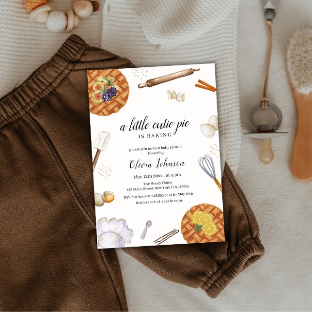 Invitación Rústico Cutie Baking Pie Baby Shower (Rustic Cutie Baking Pie Baby Shower Invitation)