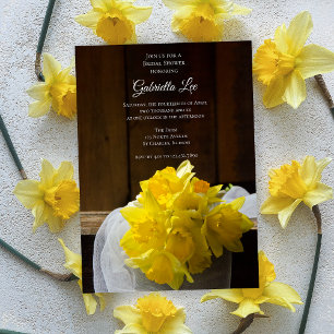 Invitación Rústico Daffodils Barn Wood Primavera Ducha