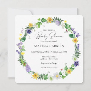 Invitación Rústico Daffodils, flores silvestres y poema Baby 