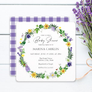 Invitación Rústico Daffodils & Wildflowers Square Baby Shower