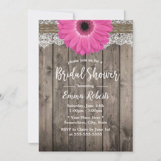 Invitación Rústico Daisy Floral Lace Blanco Ducha de novia (Anverso)