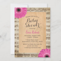 Rústico Daisy Floral Vintage Music Baby Shower