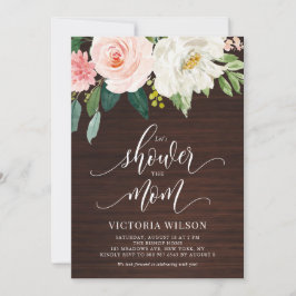 Invitación Rústico Dark Wood Rubor Floral Fall Baby Shower