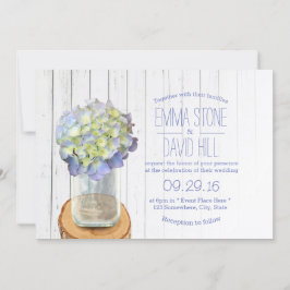 Invitación Rústico del país Mason Jar & Hydrangea Boda
