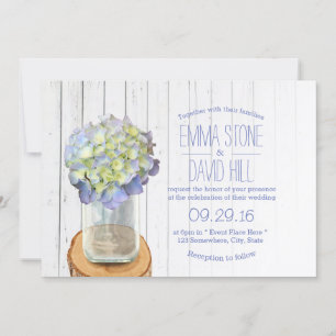 Invitación Rústico del país Mason Jar & Hydrangea Boda