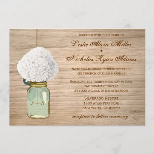Invitación Rústico del país Mason Jar Hydrangea Boda