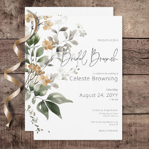 Invitación Rústico Delicate Tan Fall Wildflowers Bridal Brunc