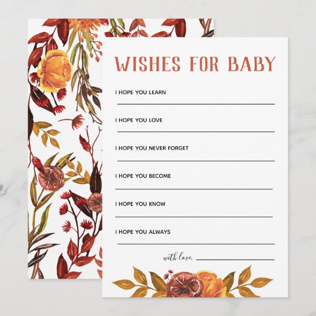 Invitación Rústico Deseos De Baby Shower En El Otoño Para El  (Anverso / Reverso)