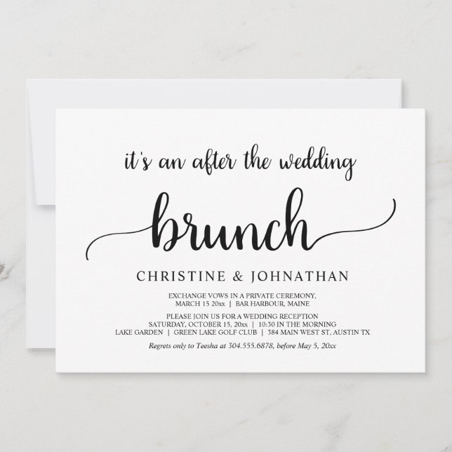 Invitación Rústico después del brunch del Boda (Anverso)