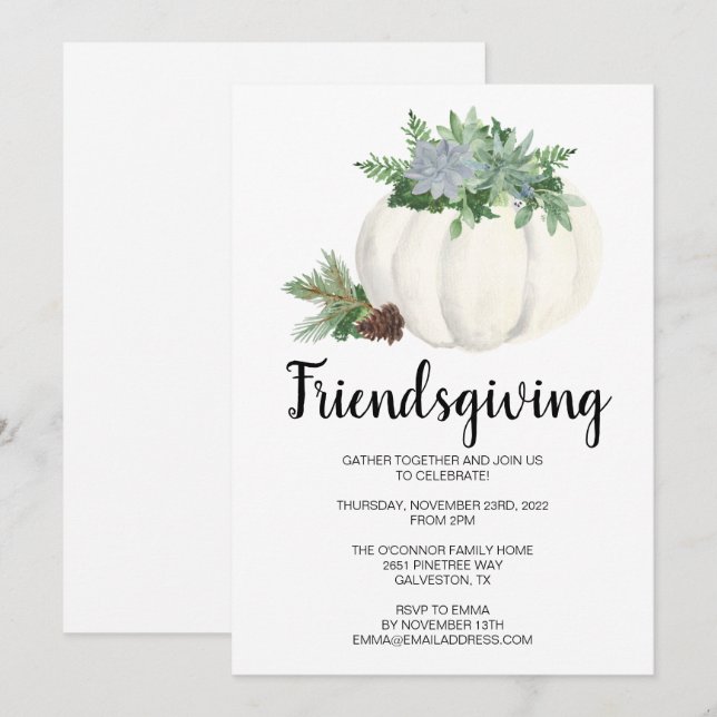 Invitación Rústico Día de Acción de Gracias Día de Otoño Amis (Anverso / Reverso)