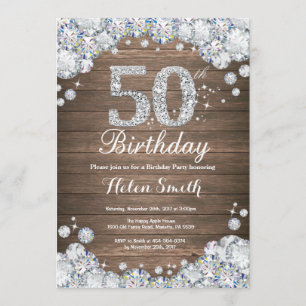 Invitación Rústico Diamante de Plata de 50 Años